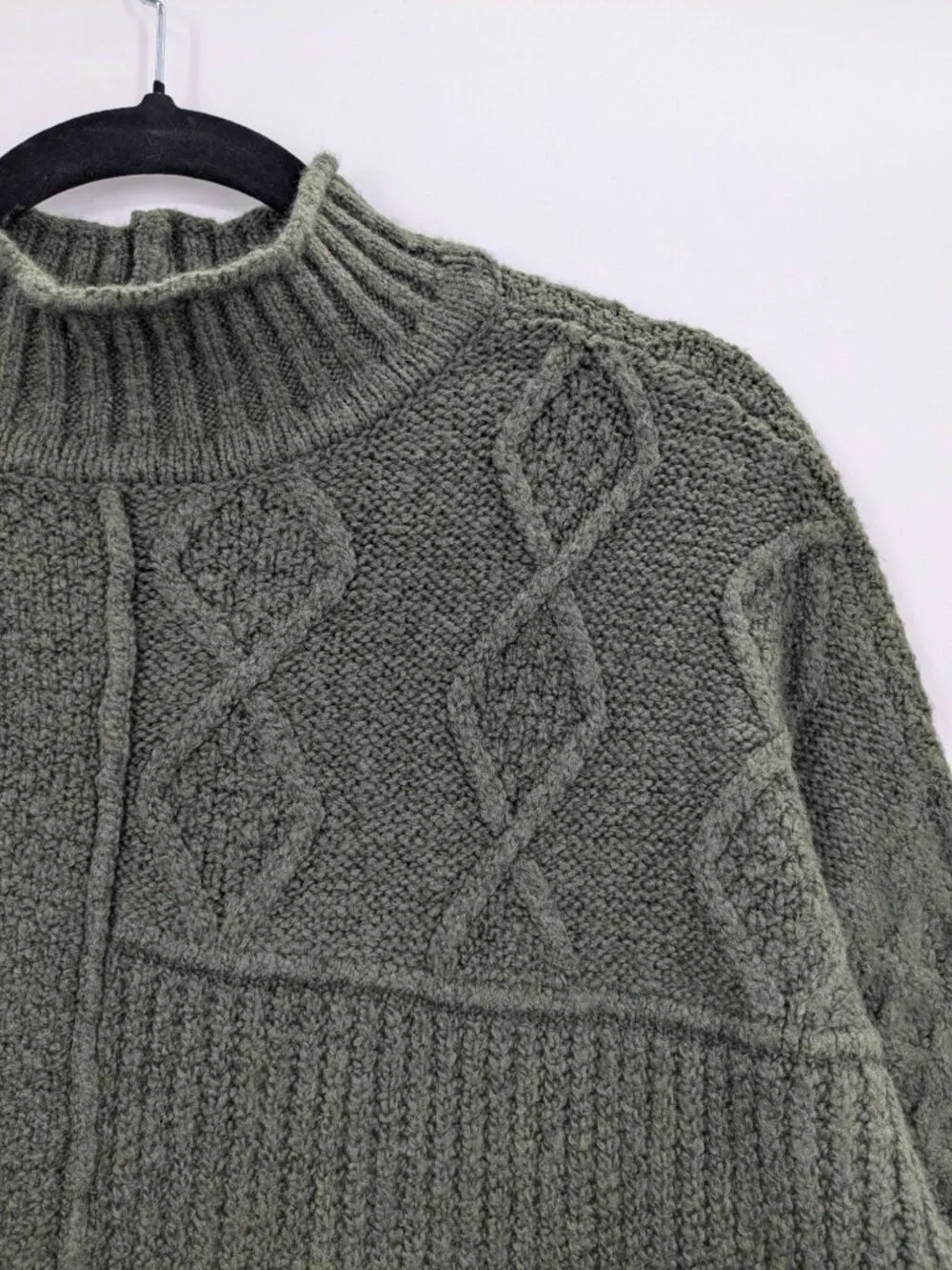 American Eagle Mock Sweater Pullover Cable Knit Mixed Stitch Academia XSmall